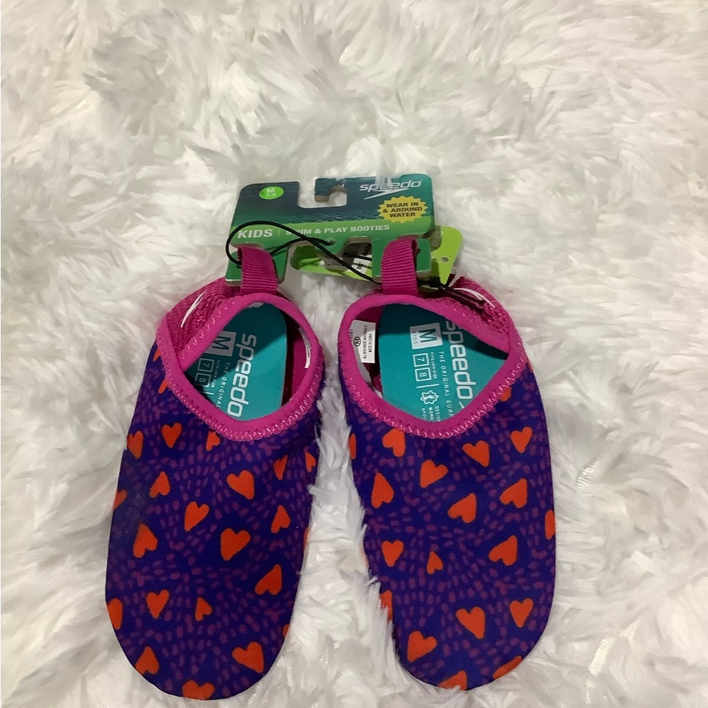 NWT Speedo Girls’ 💜 print swim & play booties - Size Medium (7-8)